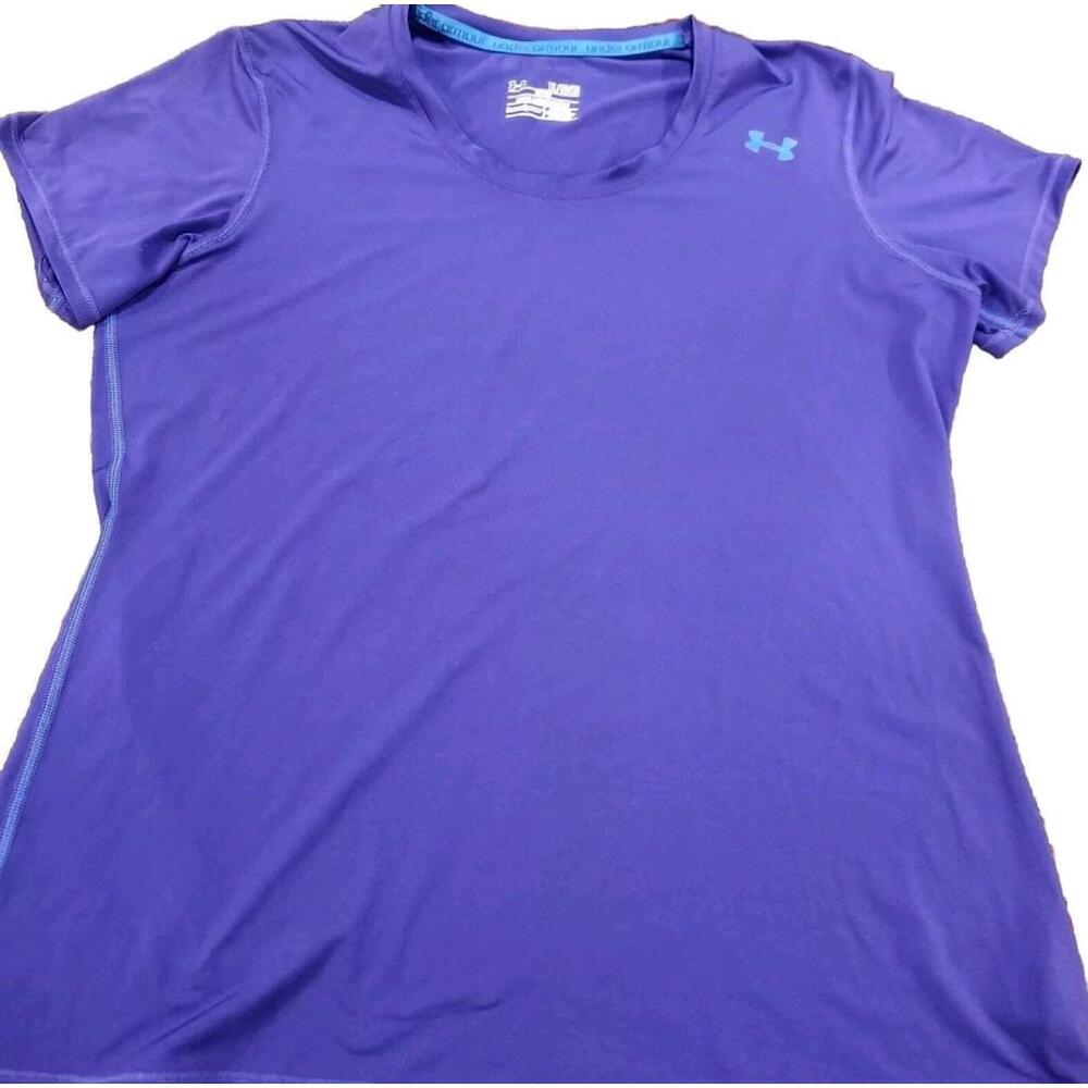 Under Armour Heat Gear Mens Fitted Shirt XL Purple Short Sleeves Activewear